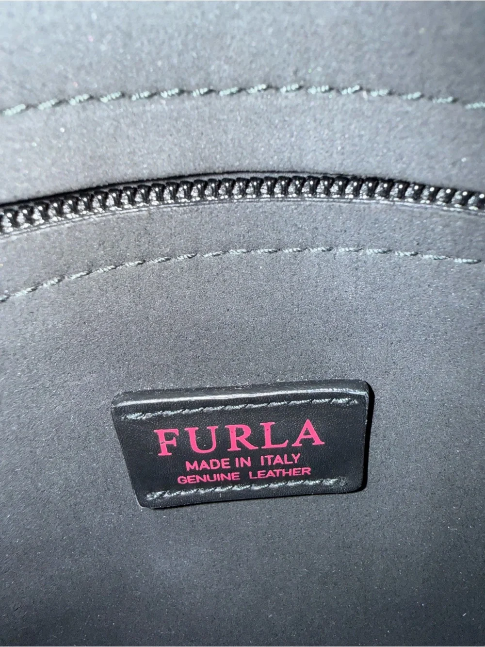 Furla Black Pebbled Leather Satchel with Gold Hardware
